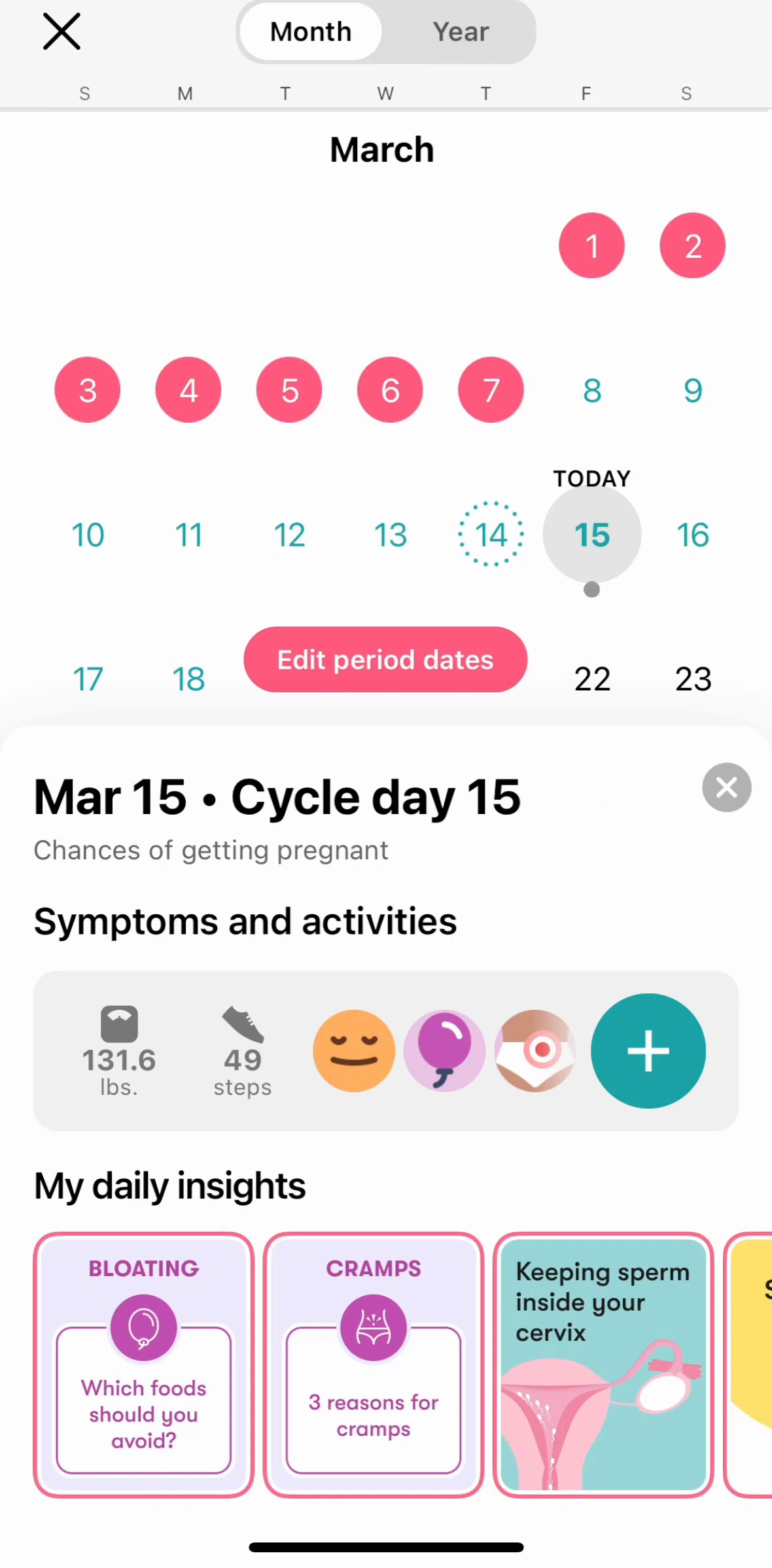 Flo Screen screen in the Switching to yearly view flow