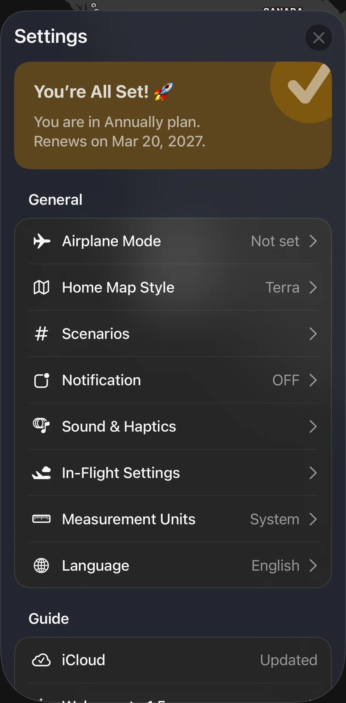FocusFlight Screen screen in the Scheduling reminder notification flow