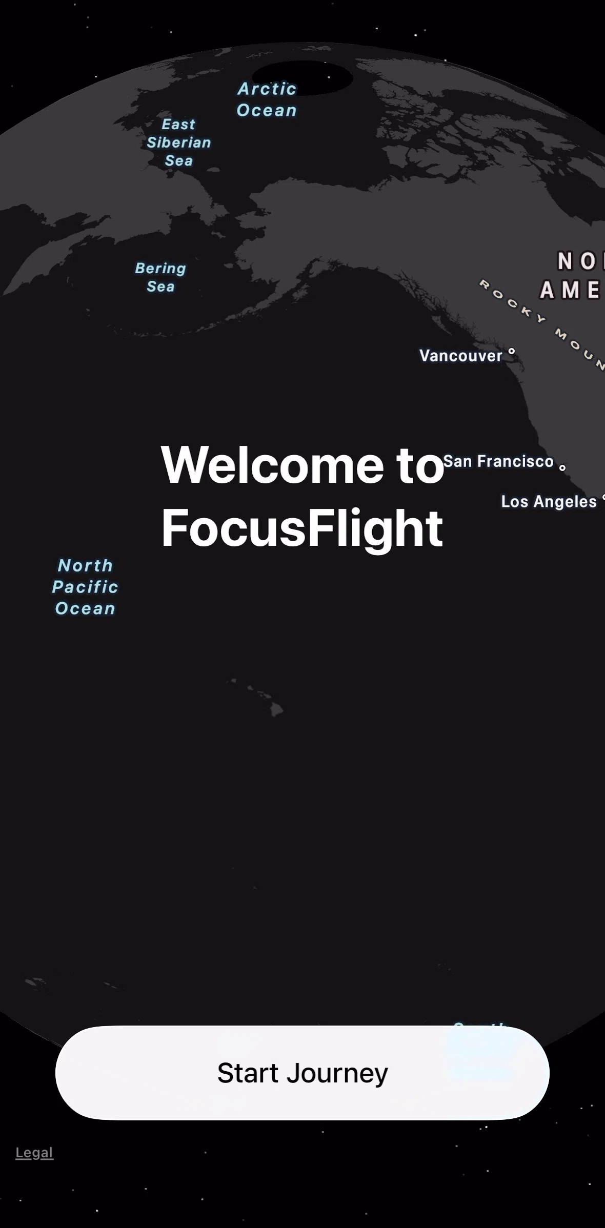 FocusFlight Screen screen in the Selecting a starting airport flow