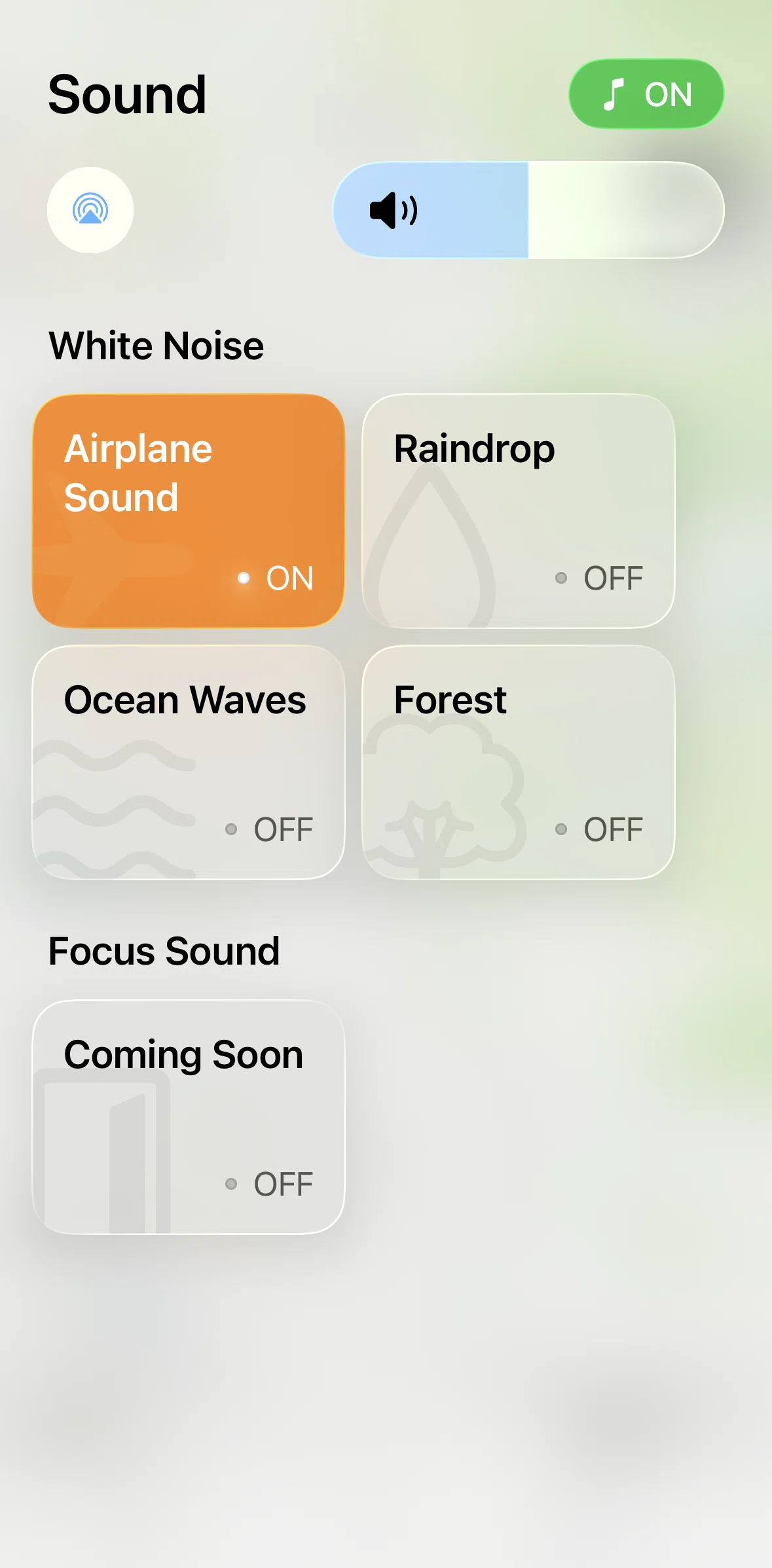 FocusFlight Screen screen in the Turning off sound flow