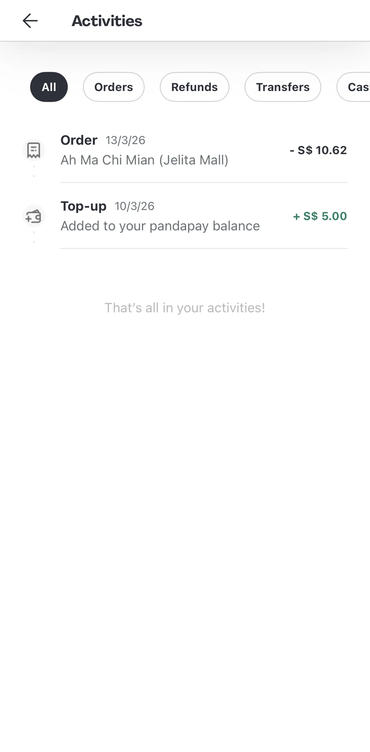 Foodpanda Screen screen in the Activity detail flow