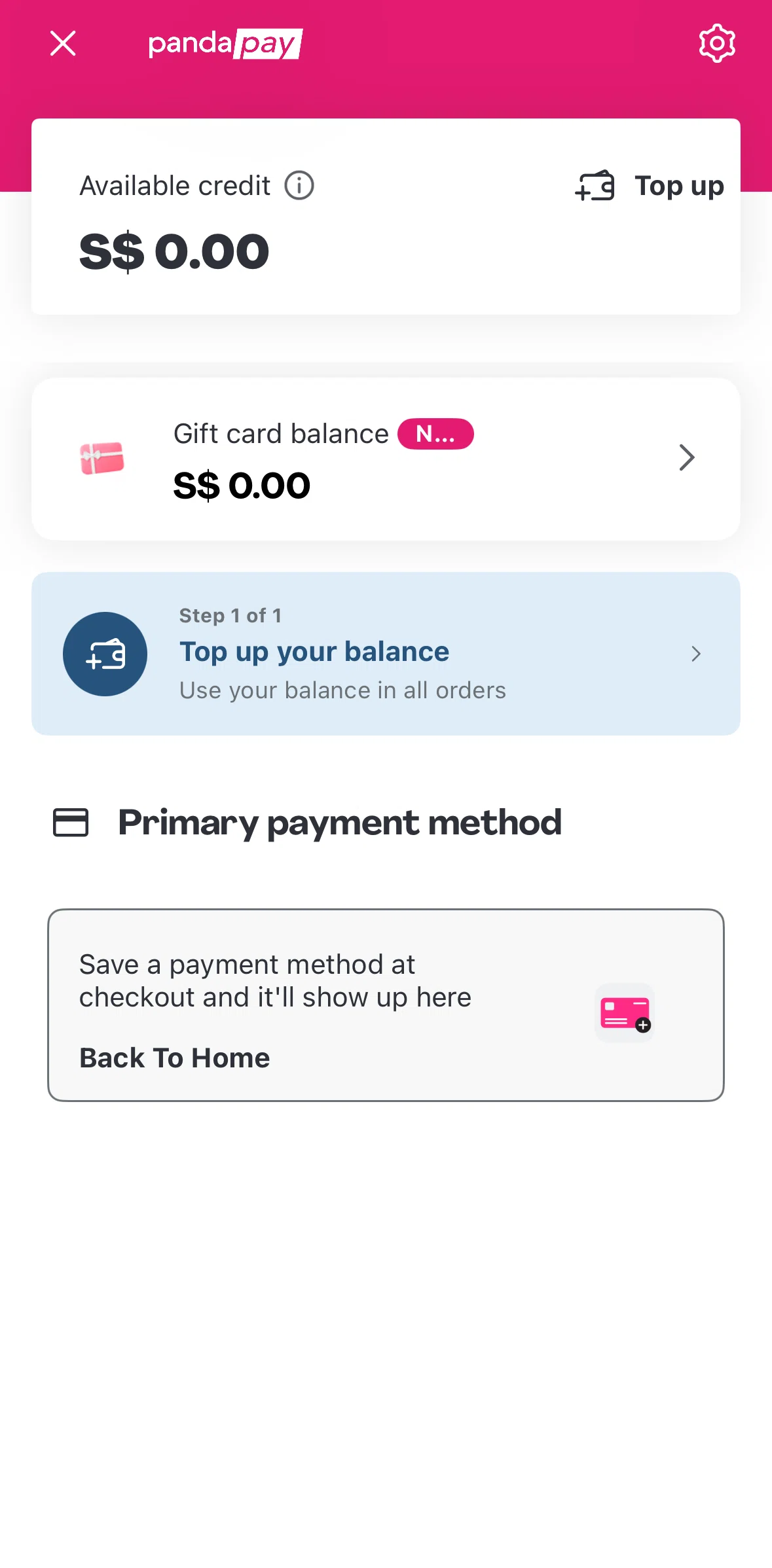 Foodpanda Screen screen in the Adding funds flow