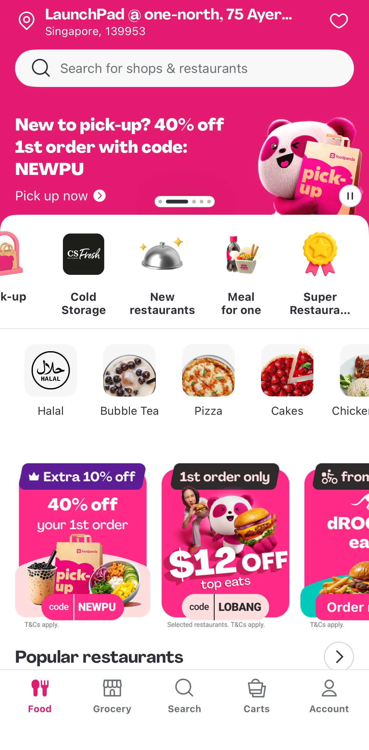 Foodpanda Screen screen in the Campaign detail (meal for one) flow