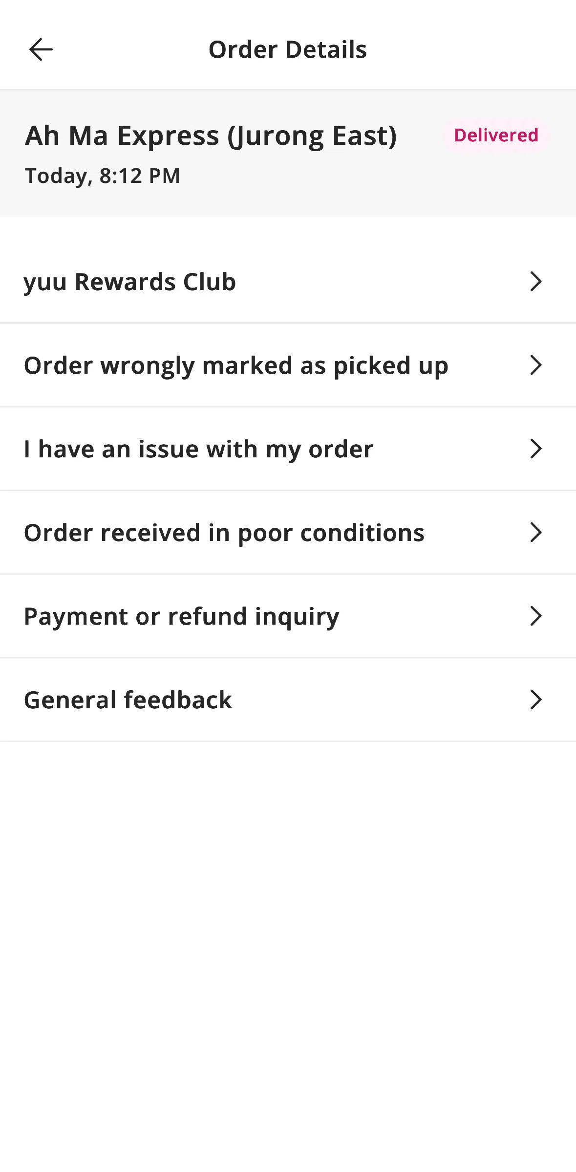 Foodpanda Screen screen in the Chatting with a support agent flow