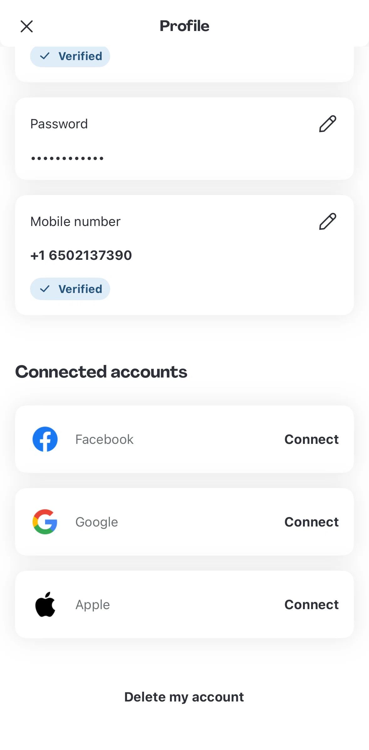Foodpanda Screen screen in the Deleting an account flow