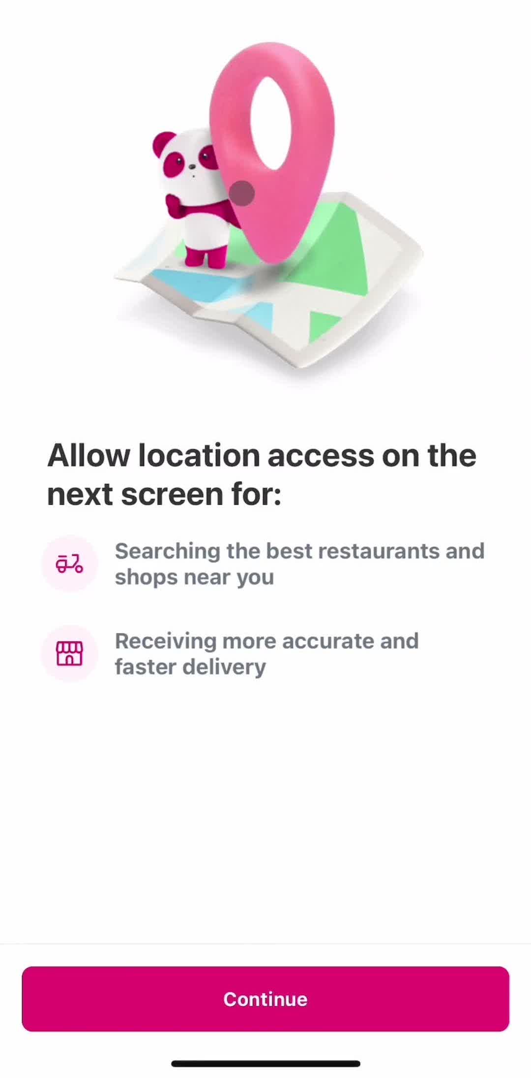 Foodpanda Enable location permissions screen in the Onboarding flow
