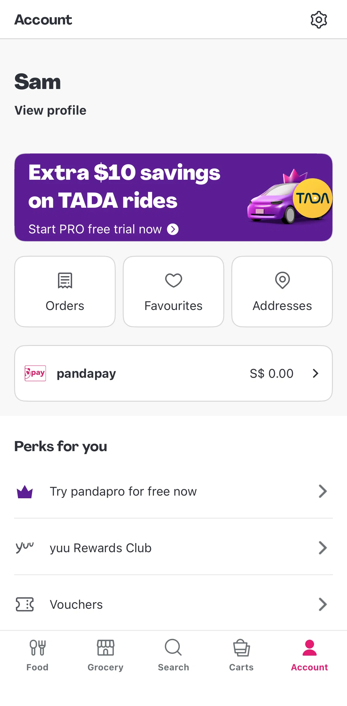 Foodpanda Screen screen in the pandapay flow