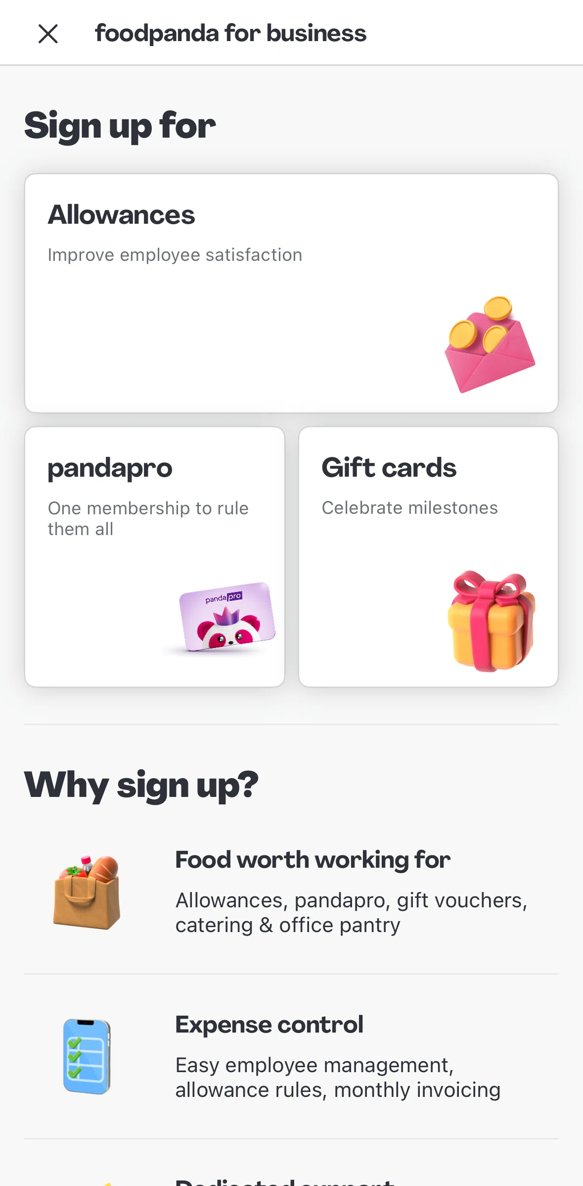 Foodpanda Screen screen in the Register for a business account flow