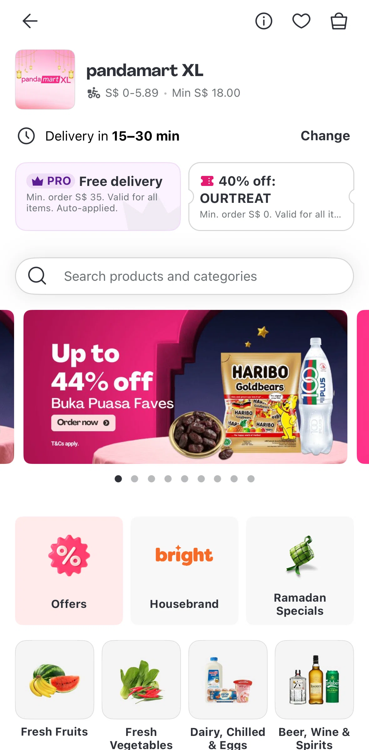 Foodpanda Screen screen in the Searching products flow