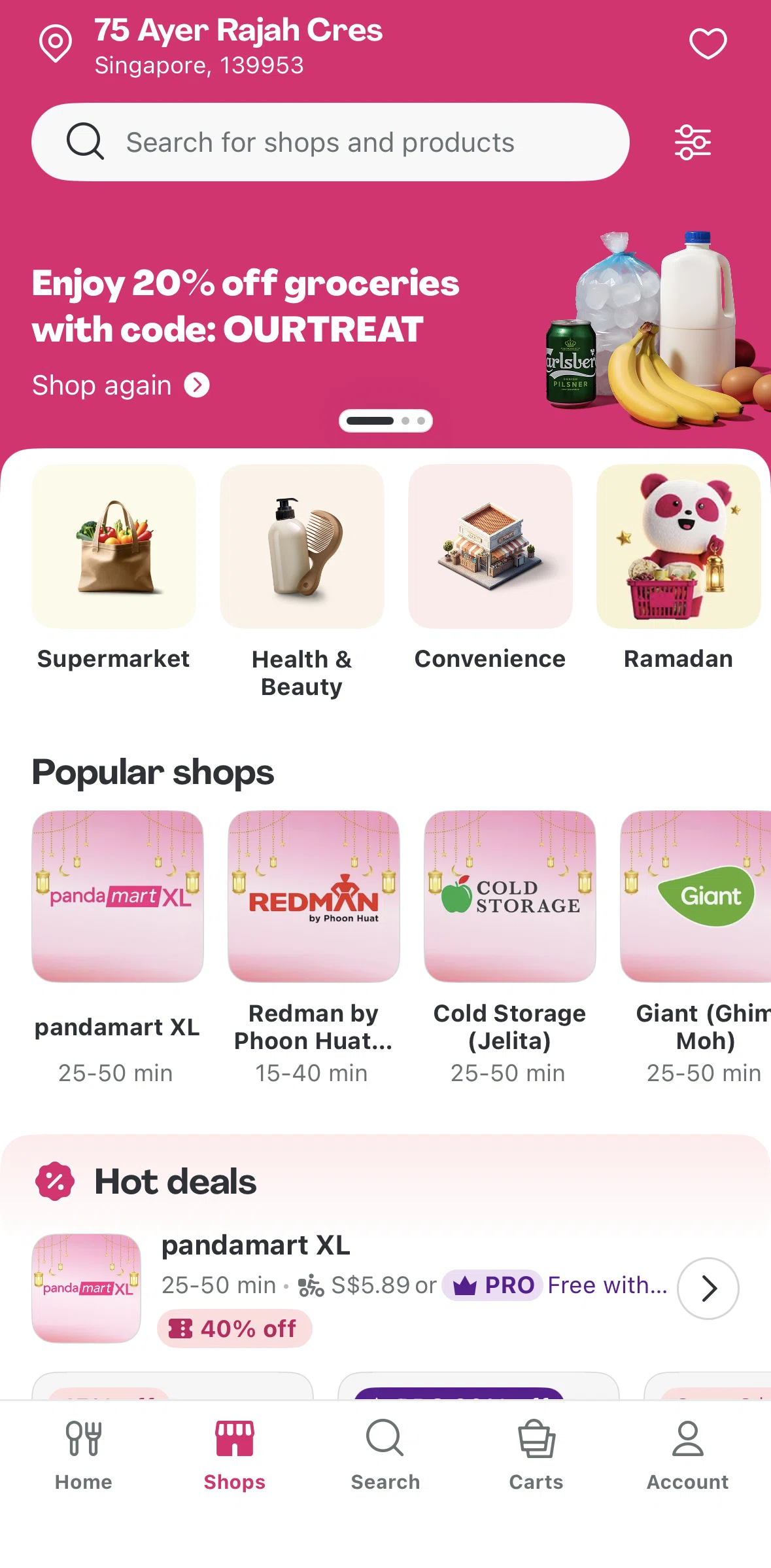 Foodpanda Screen screen in the Store detail flow