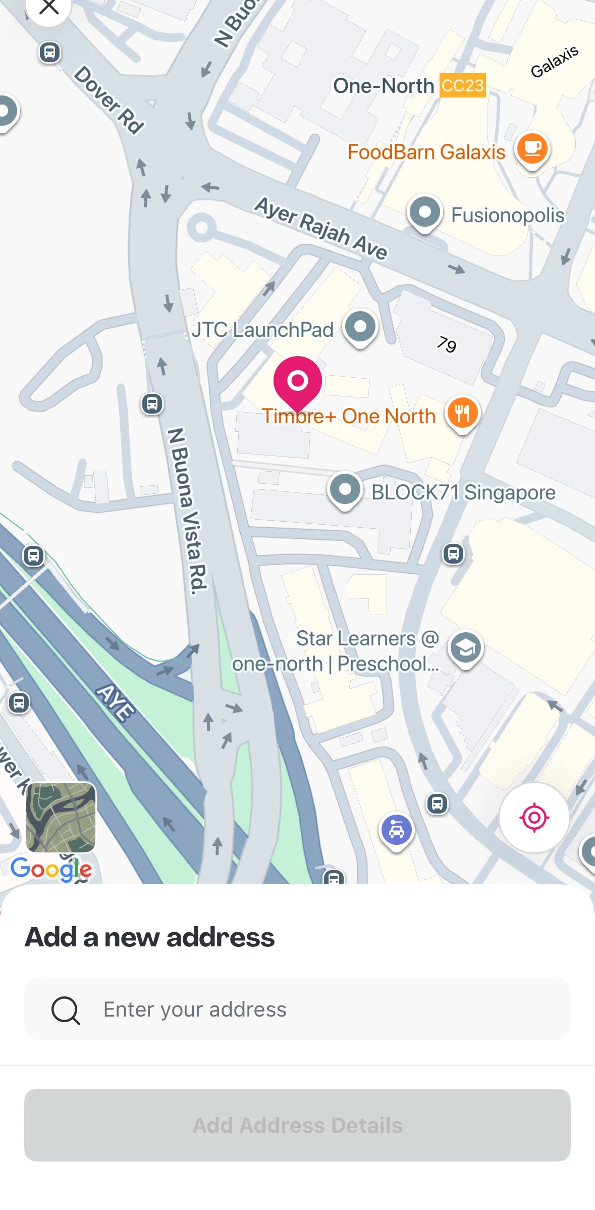 Foodpanda Screen screen in the Switching to satellite view flow