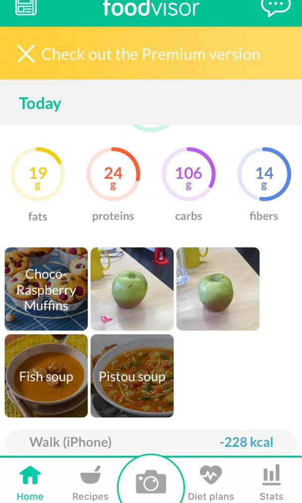 Foodvisor Screen screen in the Analytics Stats flow