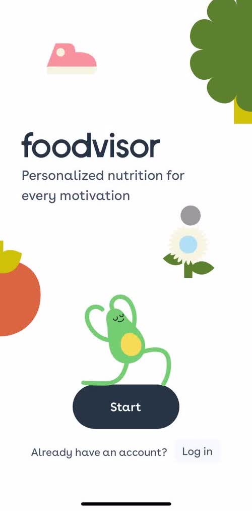 Foodvisor Start screen screen in the Onboarding flow