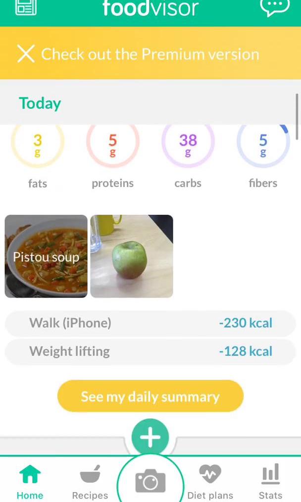 Foodvisor Screen screen in the Tracking Activity flow