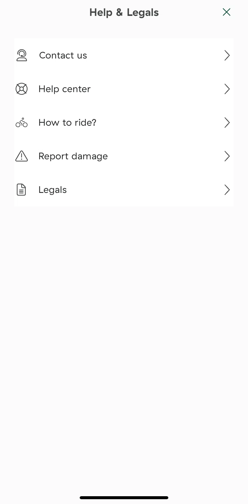 Forest Screen screen in the Help center flow