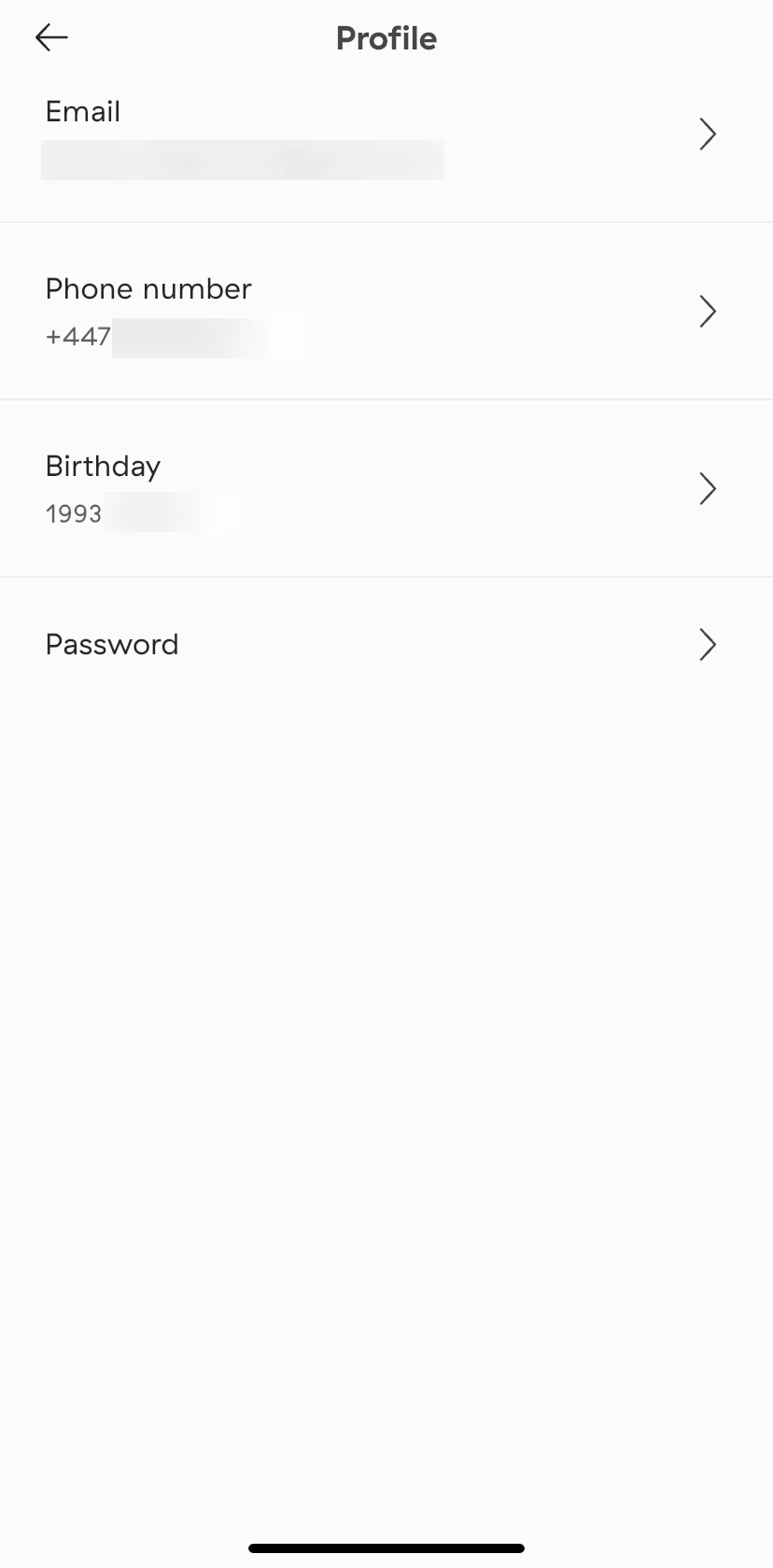Forest Screen screen in the Updating email flow