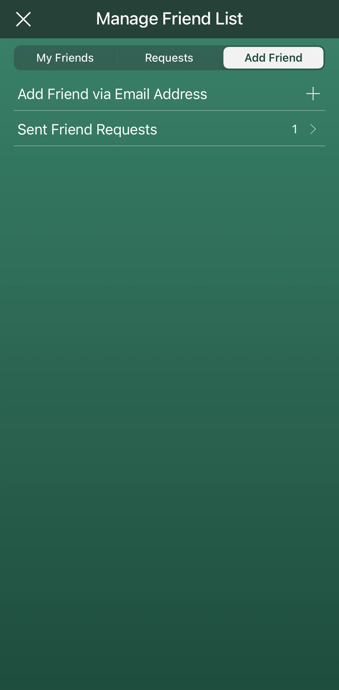Forest Screen screen in the Adding a friend flow