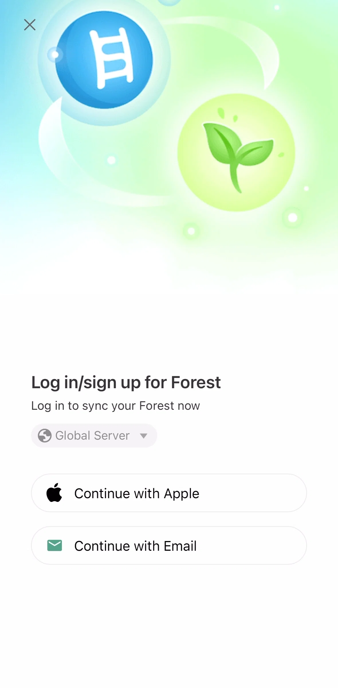 Forest Screen screen in the Changing servers flow