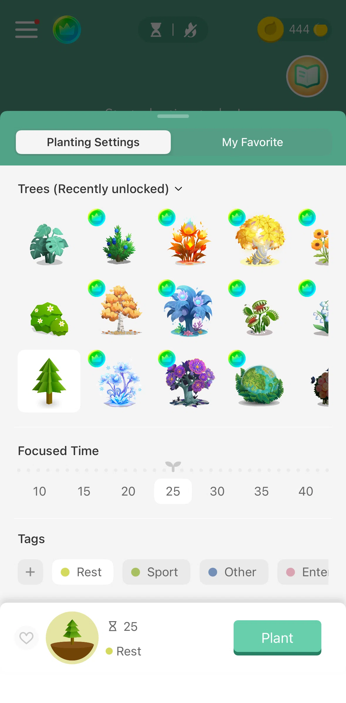 Forest Screen screen in the Selecting a tag flow