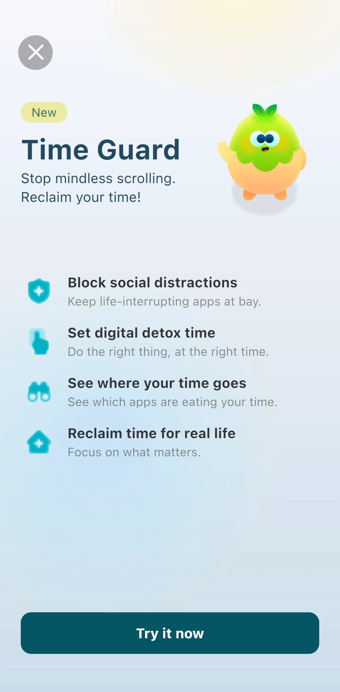 Forest Screen screen in the Syncing data (time guard) flow