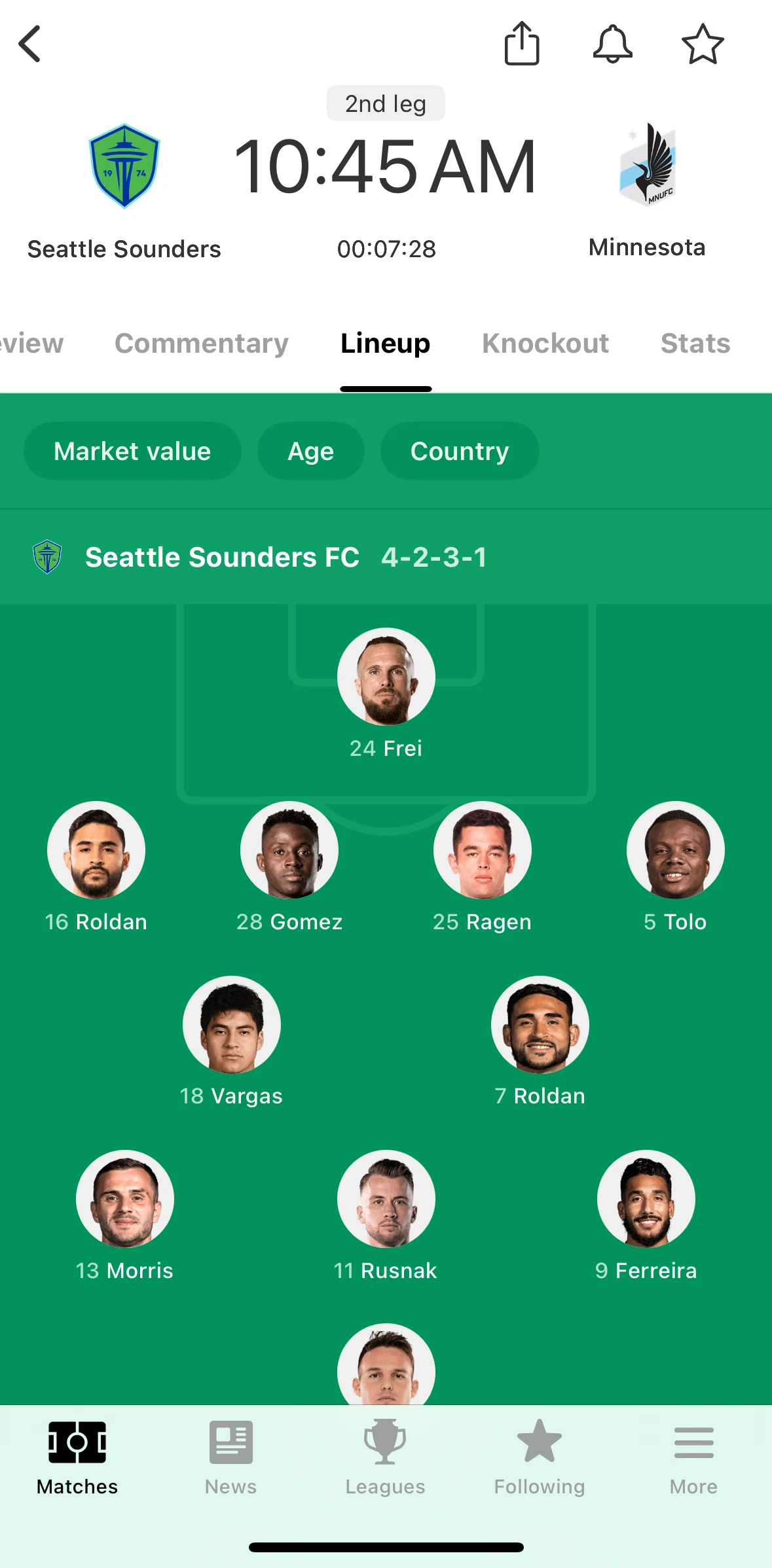 FotMob Screen screen in the Lineup flow