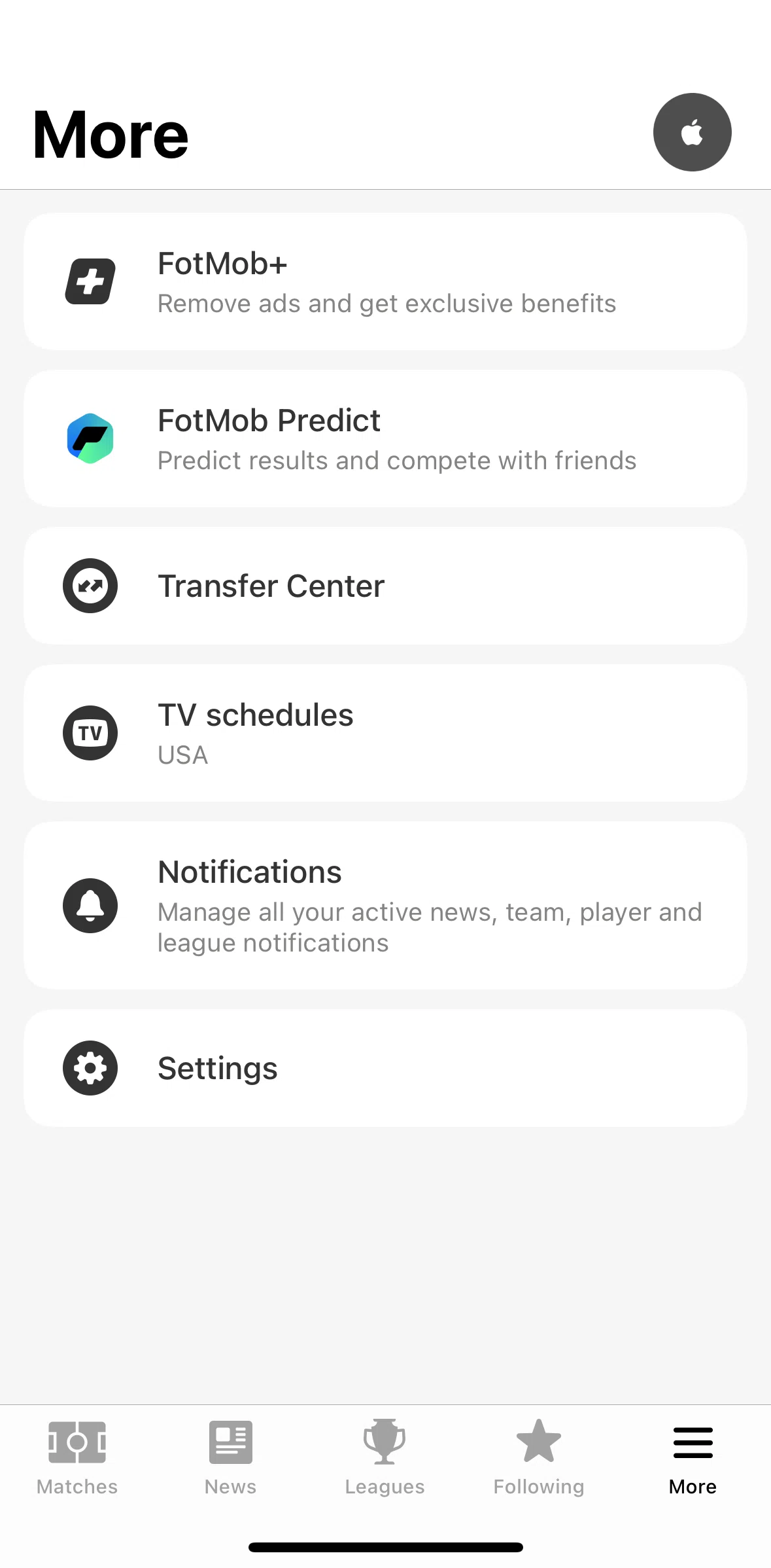 FotMob Screen screen in the Subscribing to FotMob flow
