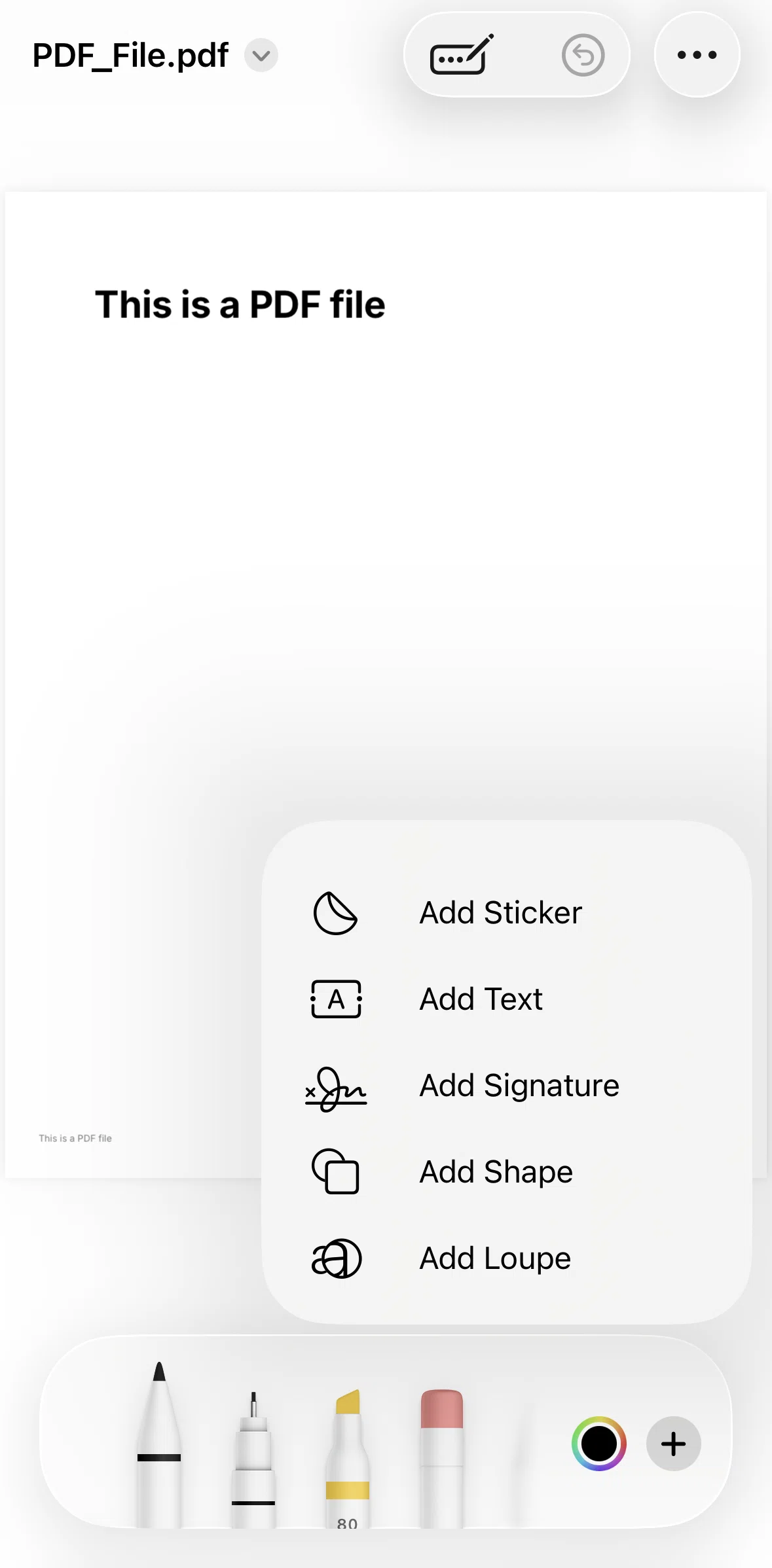 Freeform Screen screen in the Adding a text (document) flow