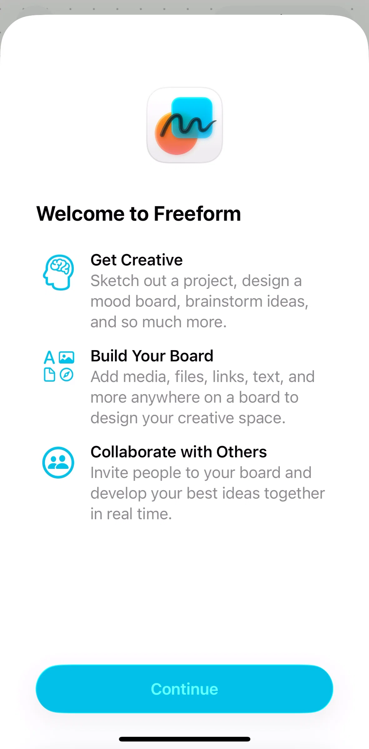 Freeform Screen screen in the Boards flow