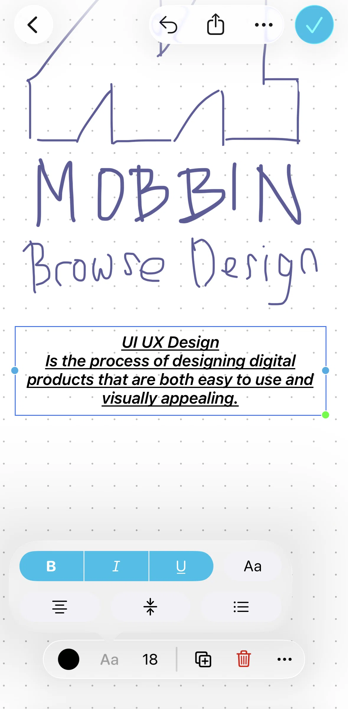 Freeform Screen screen in the Changing text font flow
