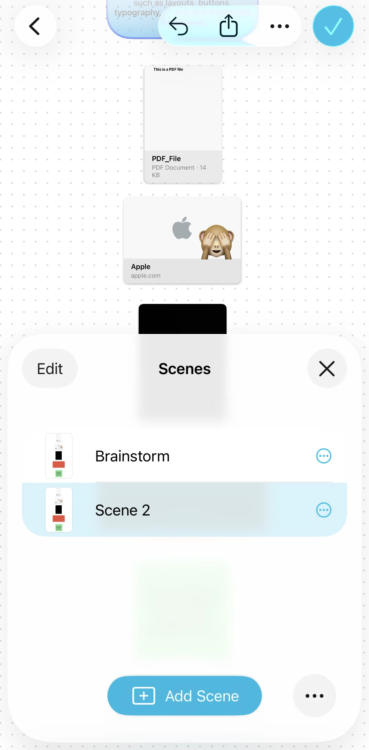 Freeform Screen screen in the Deleting a scene flow