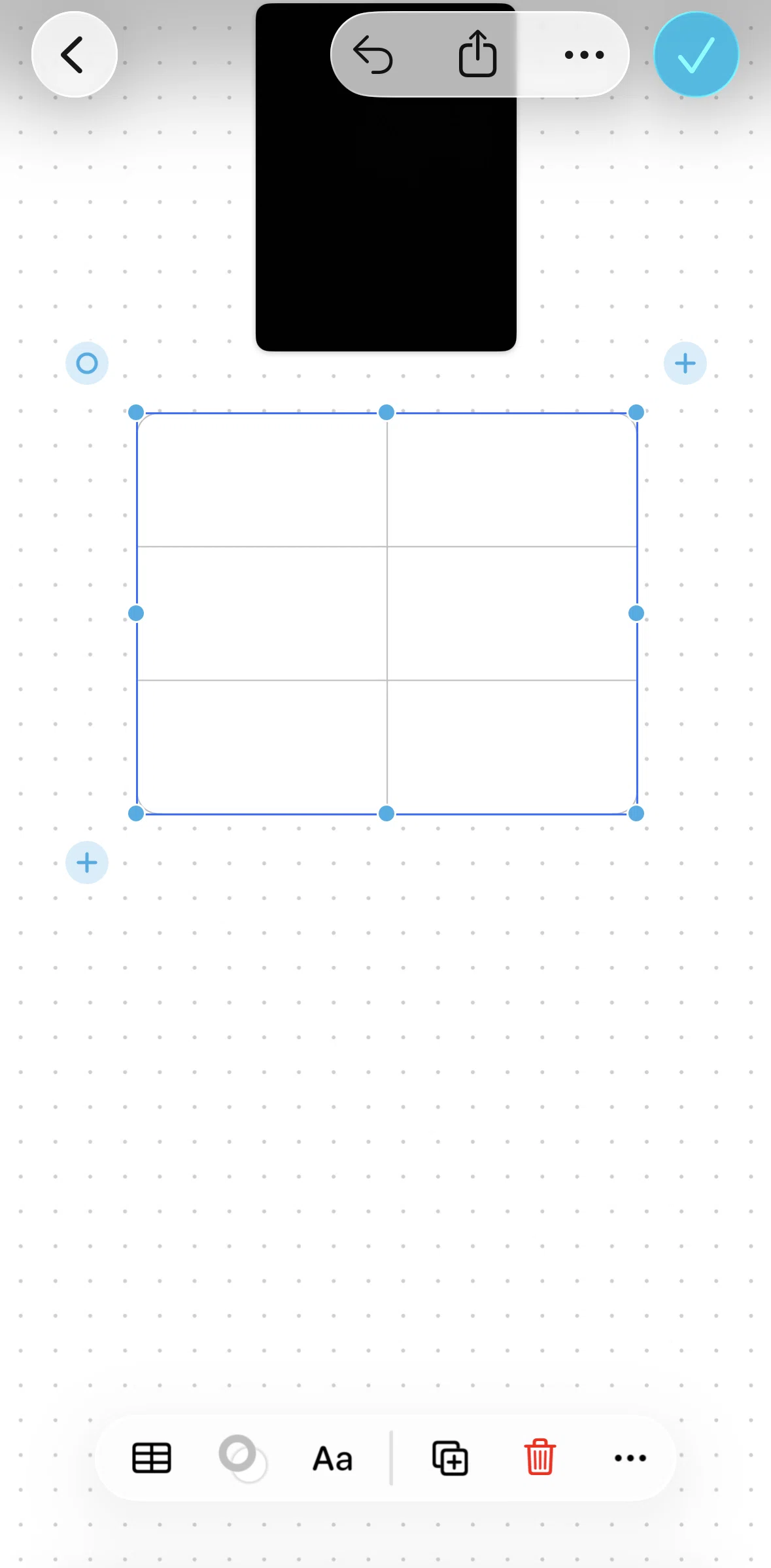Freeform Screen screen in the Editing a table flow