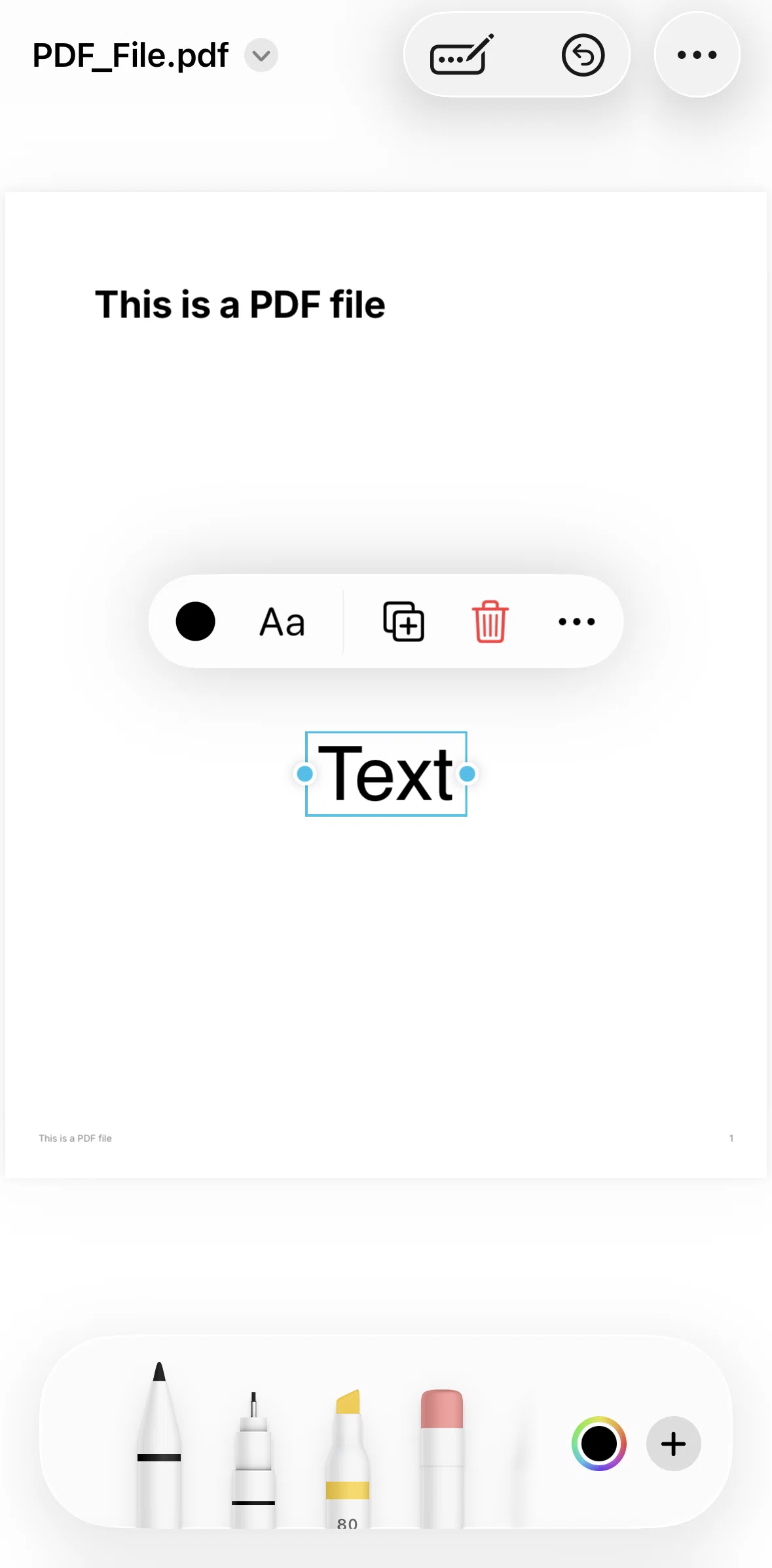 Freeform Screen screen in the Editing text (document) flow