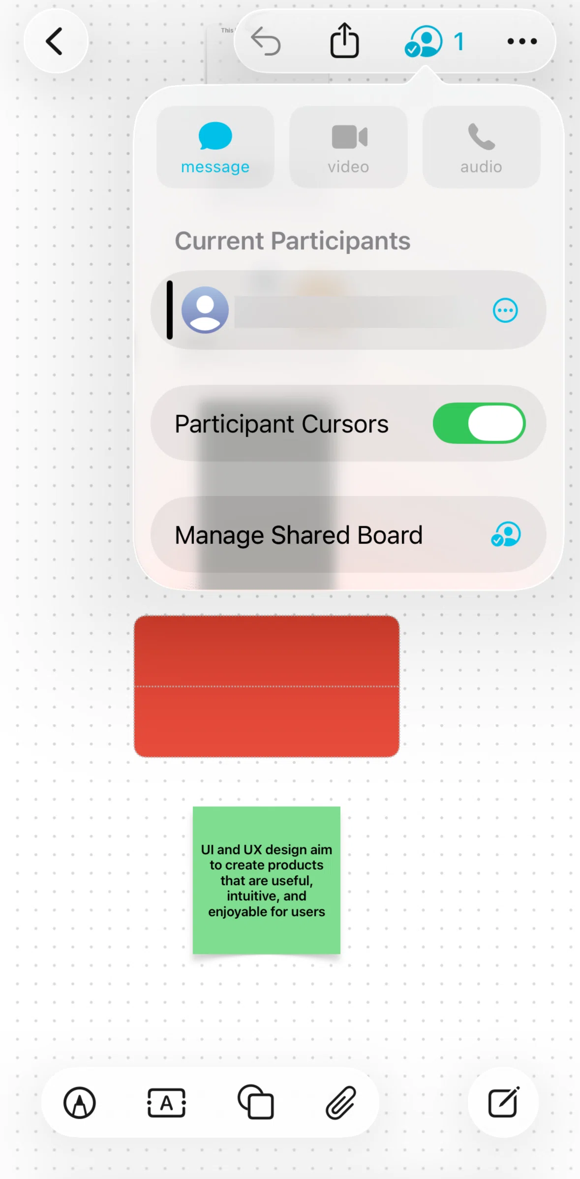 Freeform Screen screen in the Manage shared board flow