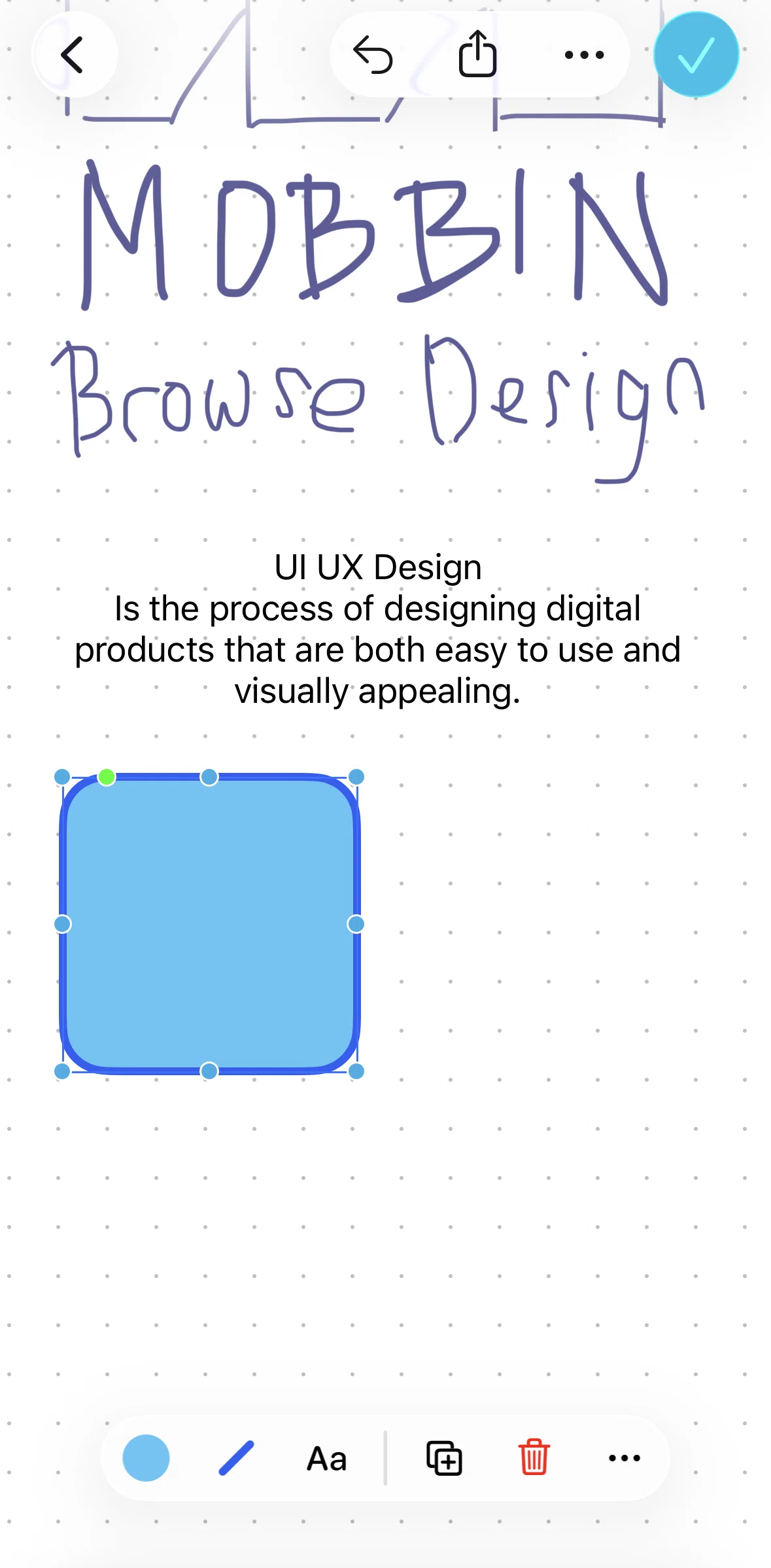 Freeform Screen screen in the Resizing a shape flow