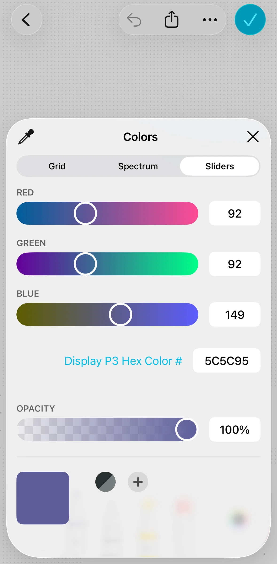 Freeform Screen screen in the Saving a color flow