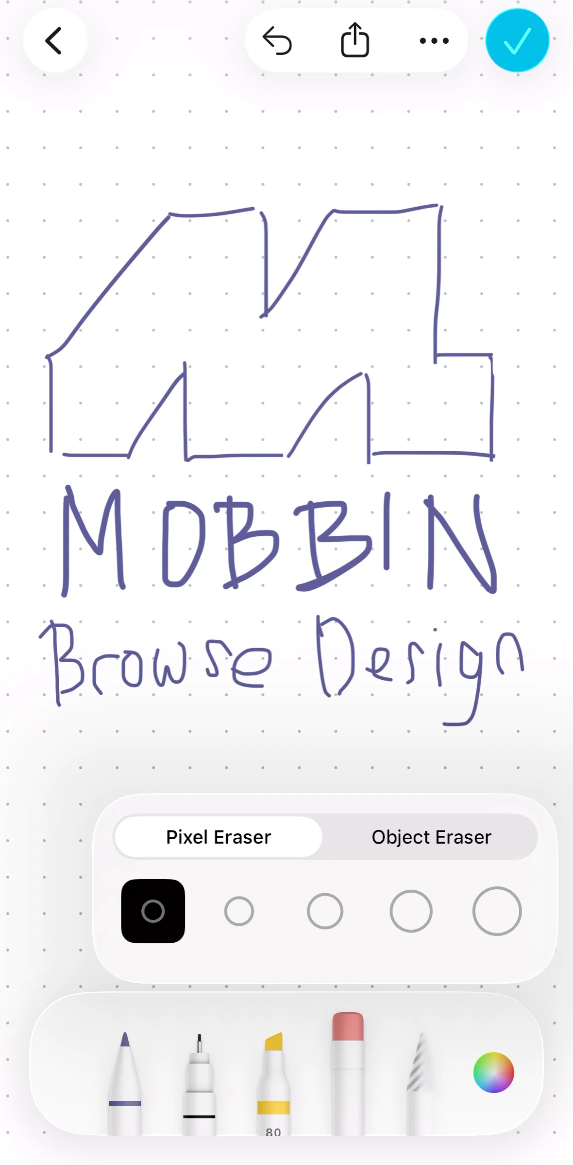 Freeform Screen screen in the Selecting an object eraser flow
