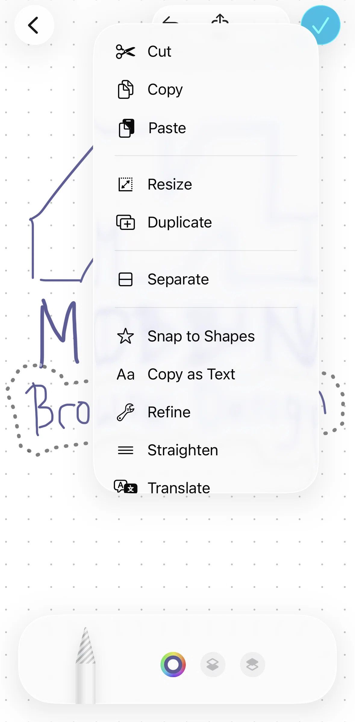 Freeform Screen screen in the Snapping a drawing to shapes flow