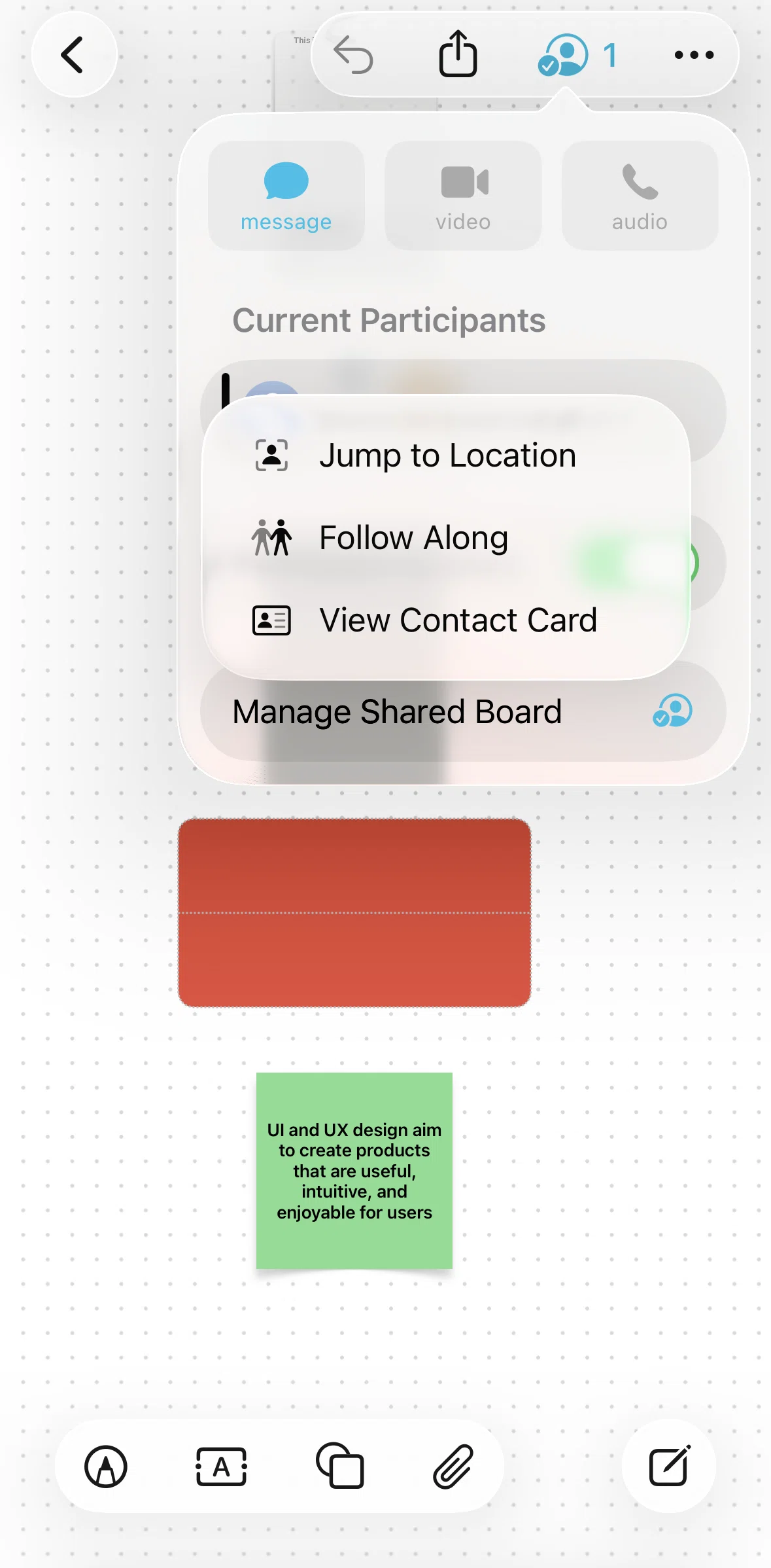Freeform Screen screen in the View a user contact card flow