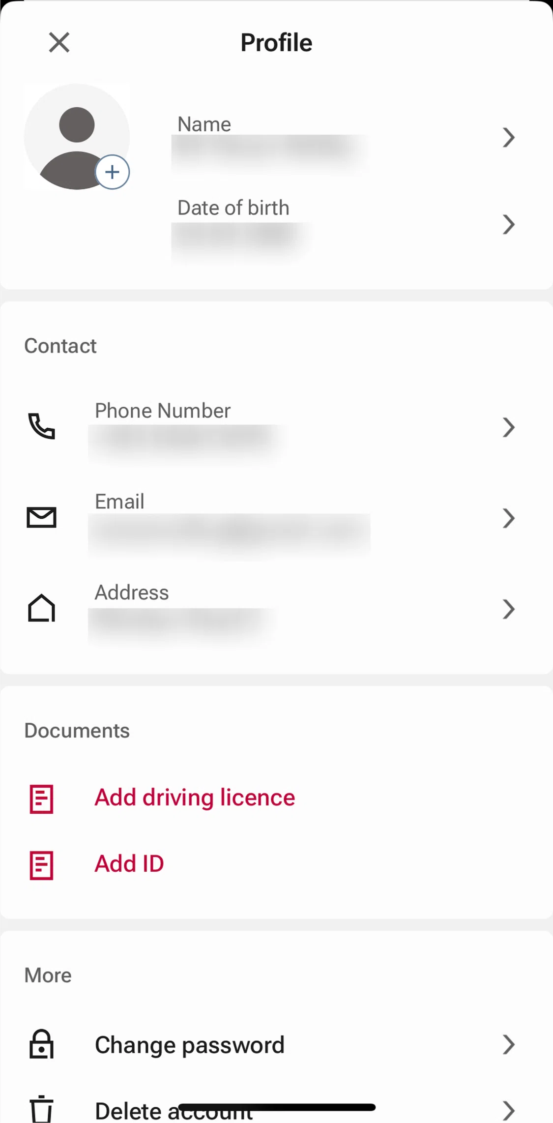 Freenow Screen screen in the Change password flow