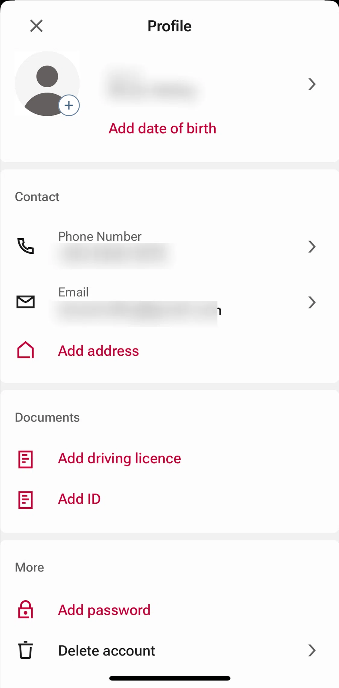 Freenow Screen screen in the Changing name flow