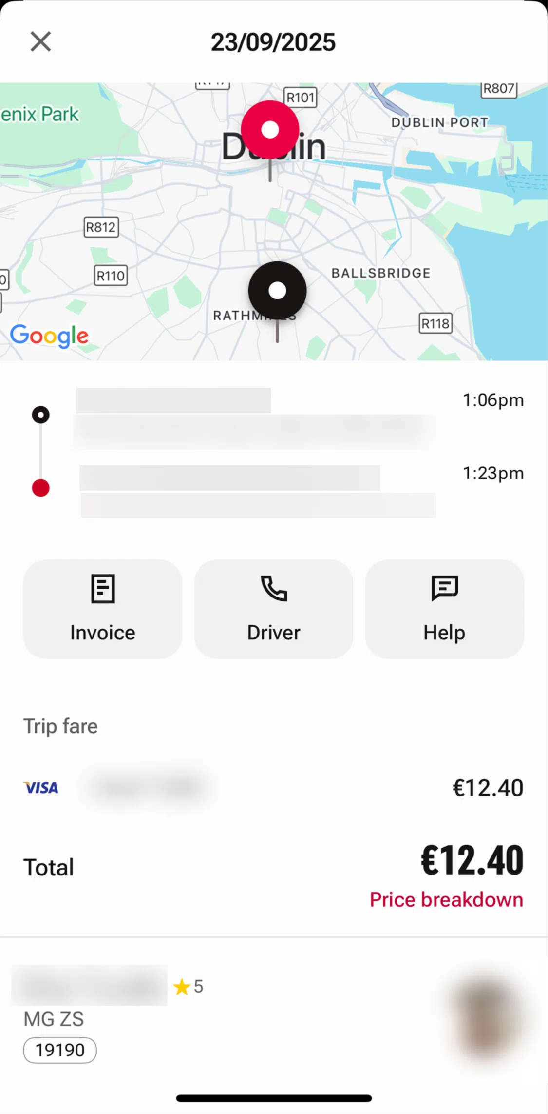Freenow Screen screen in the Chat with a help bot flow