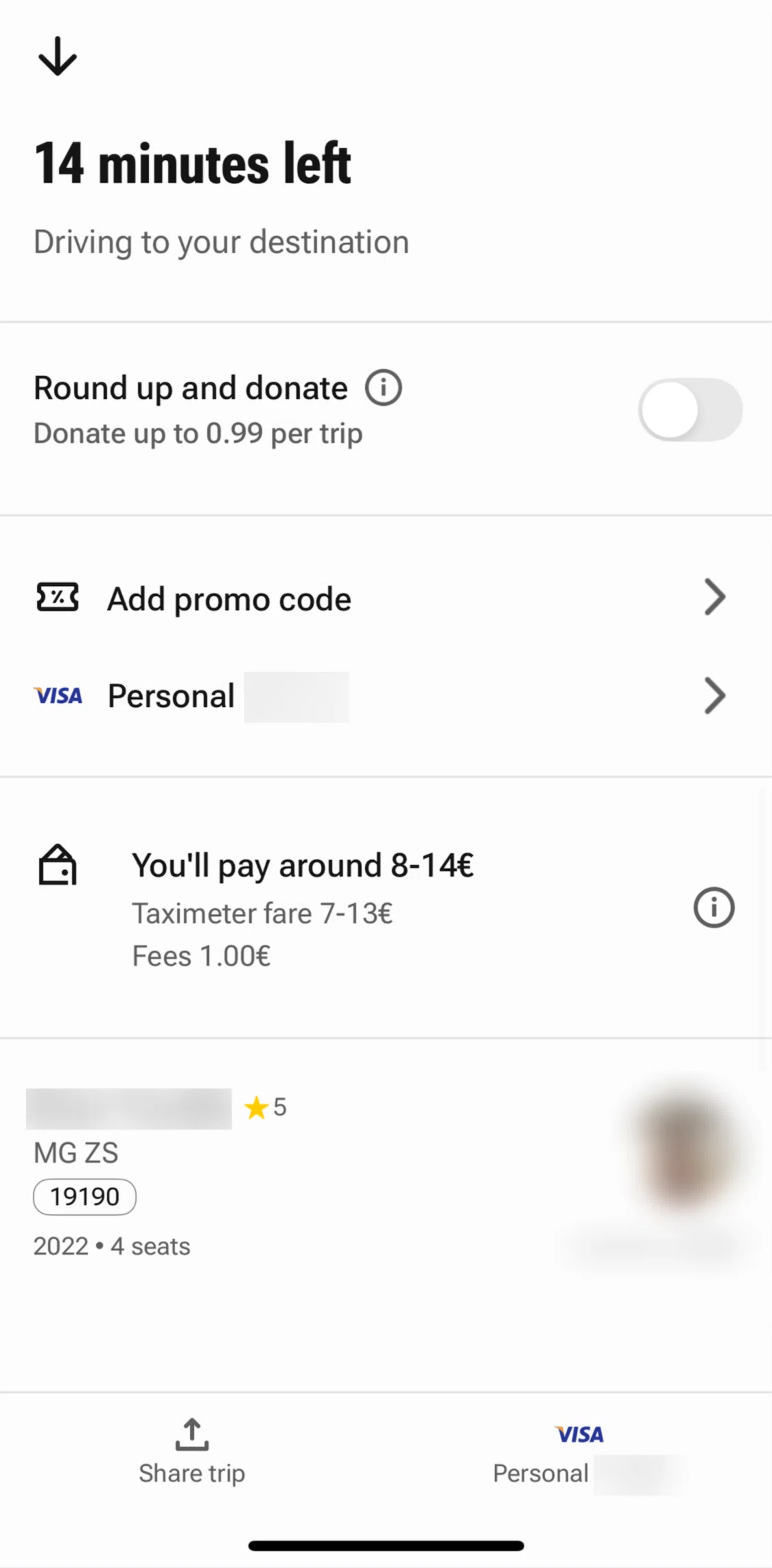 Freenow Screen screen in the Payment options flow
