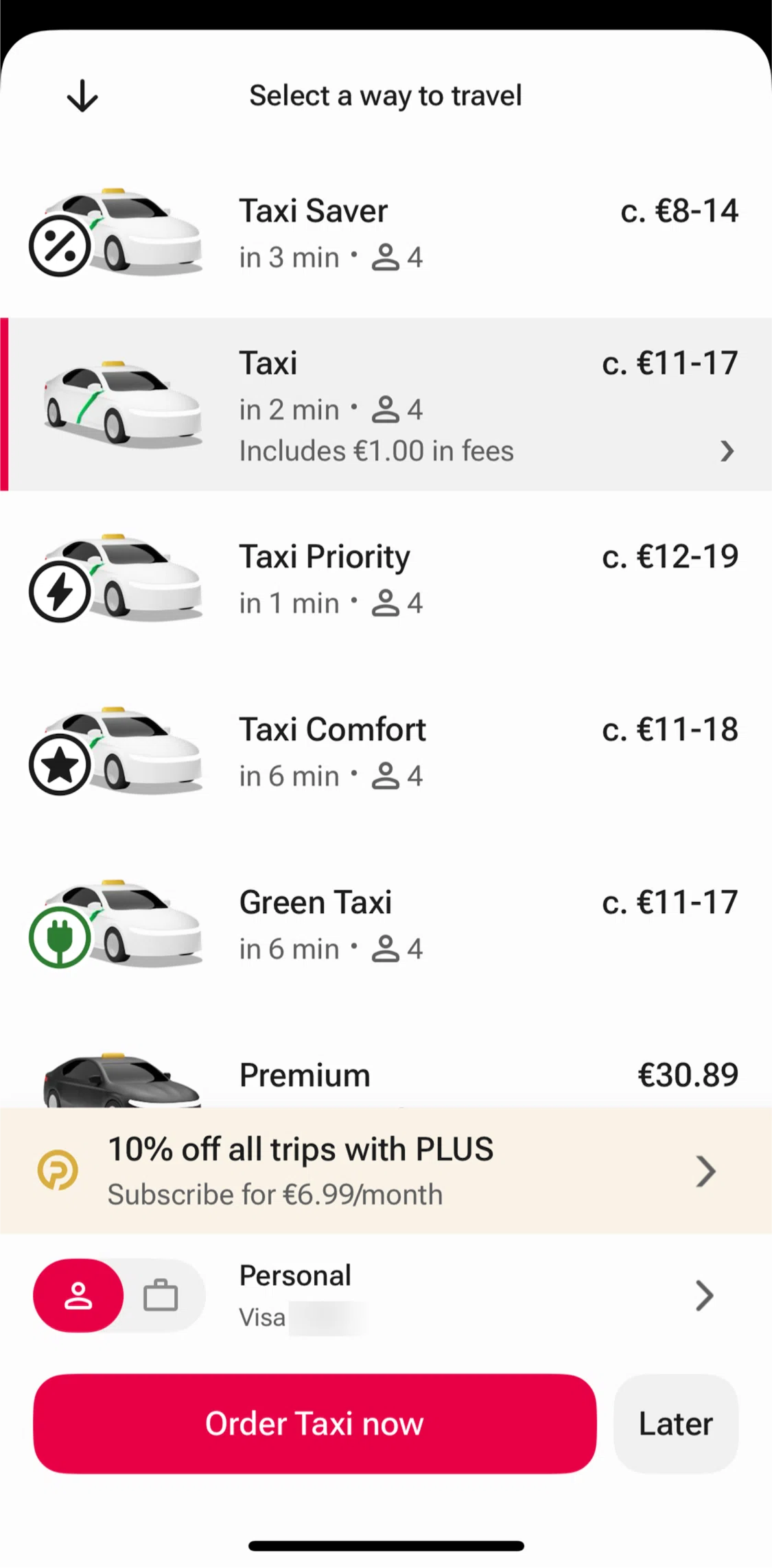 Freenow Screen screen in the Ride detail flow