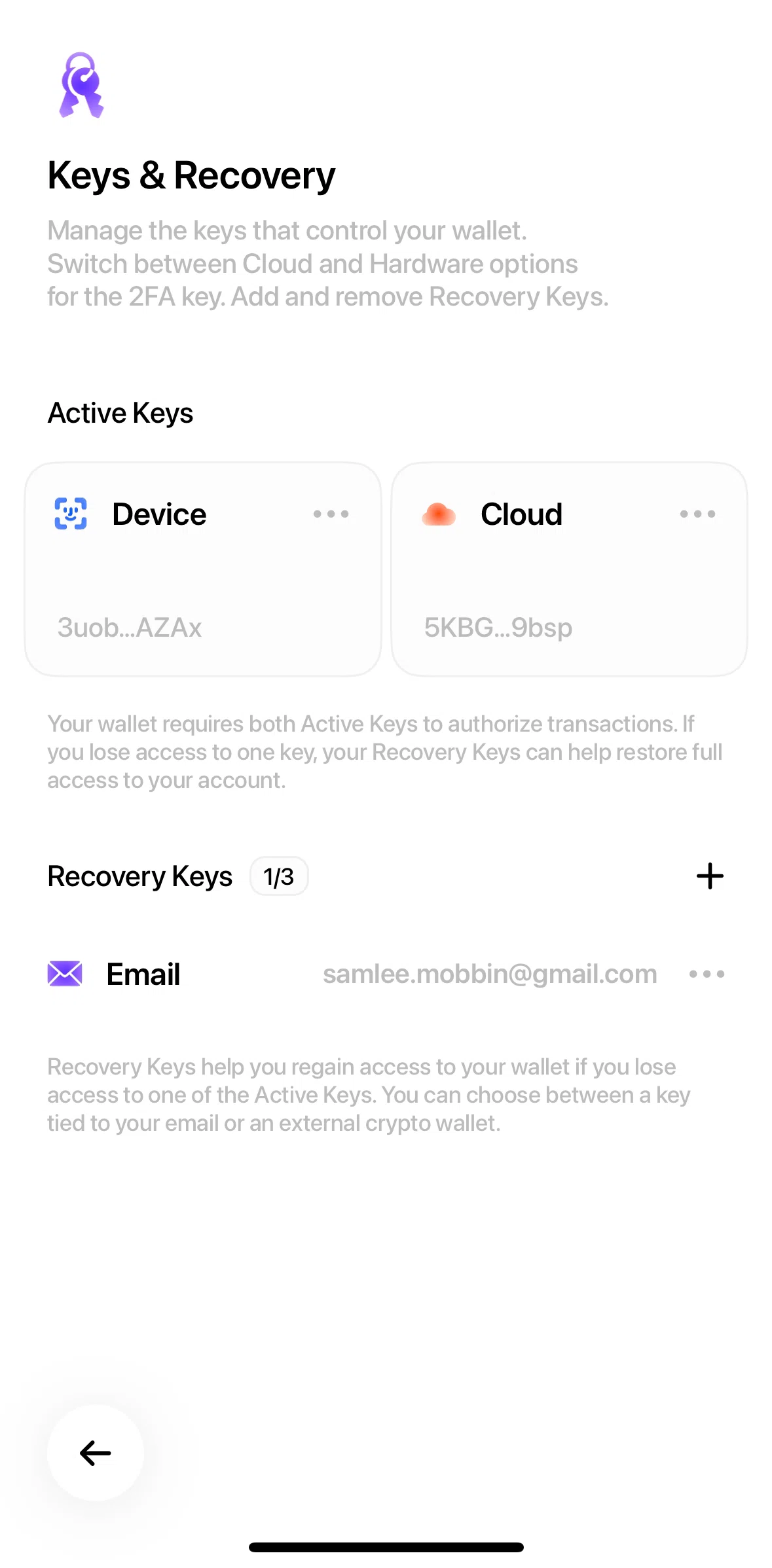 Fuse Screen screen in the Adding a recovery key flow