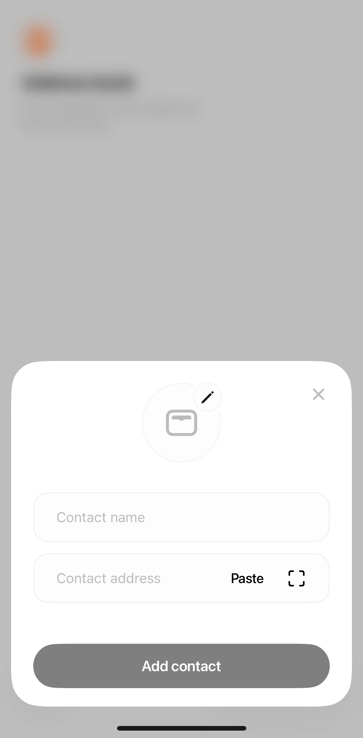 Fuse Screen screen in the Scanning a QR code (Address book) flow