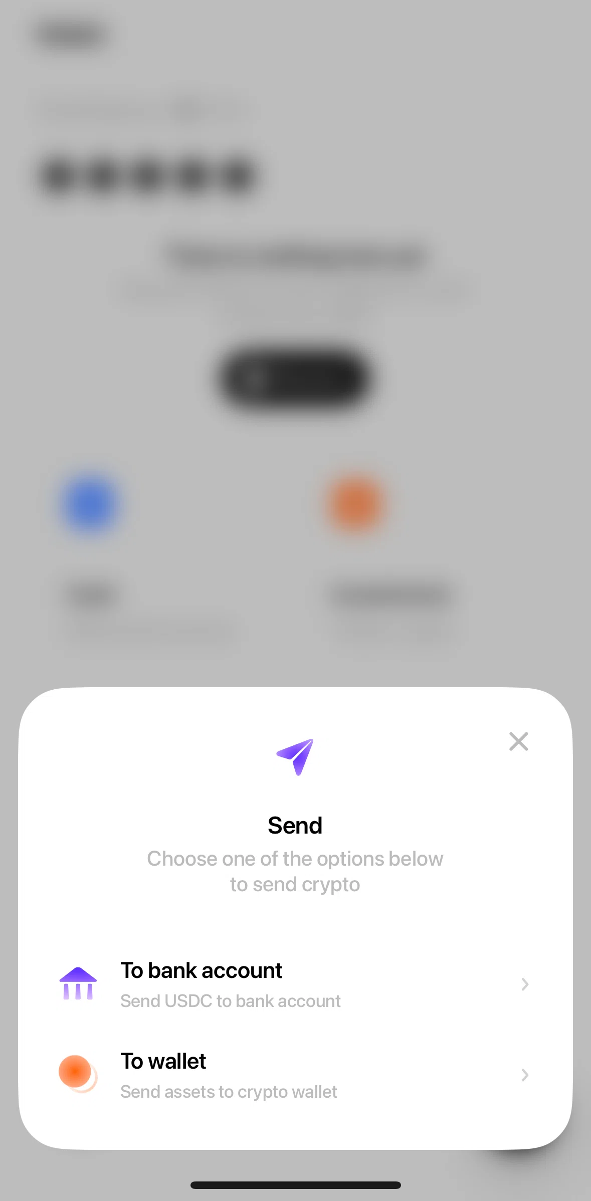 Fuse Screen screen in the Sending a coin (wallet) flow