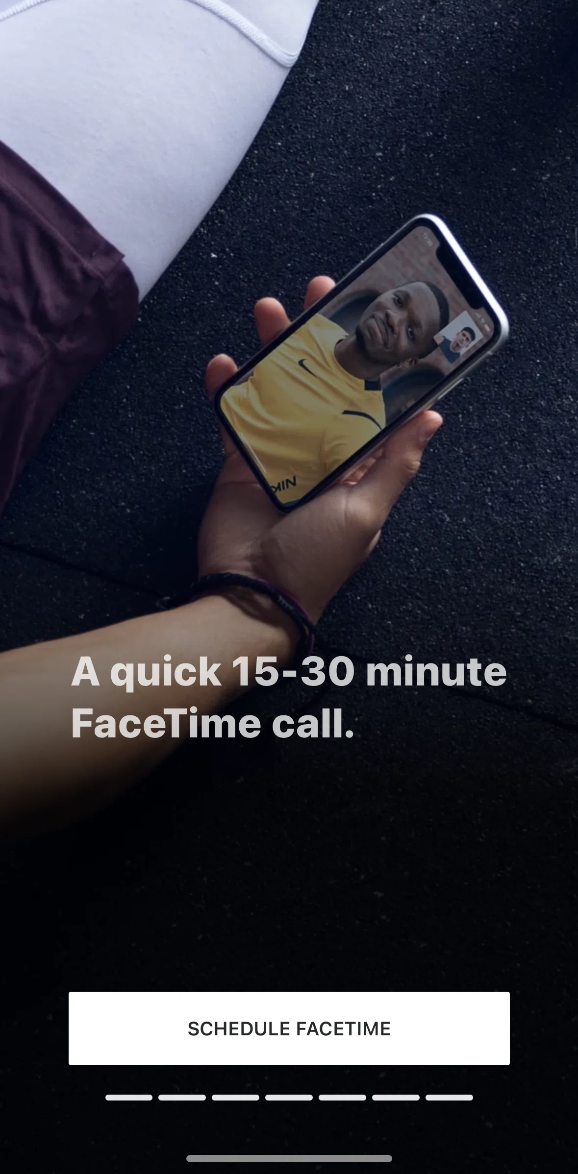 Future Pro Screen screen in the Scheduling a call with coach flow