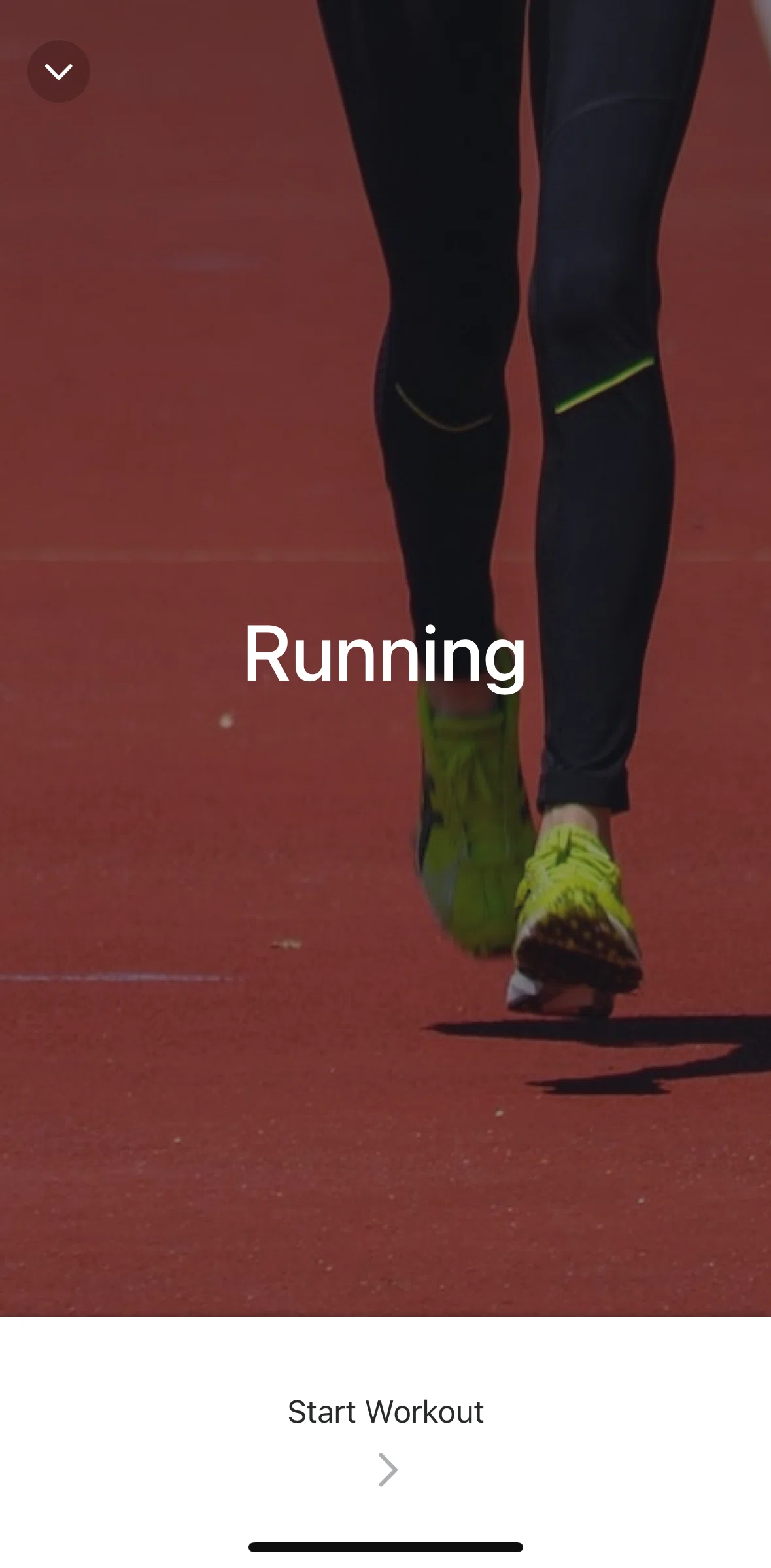 Future Pro Screen screen in the Starting a workout flow
