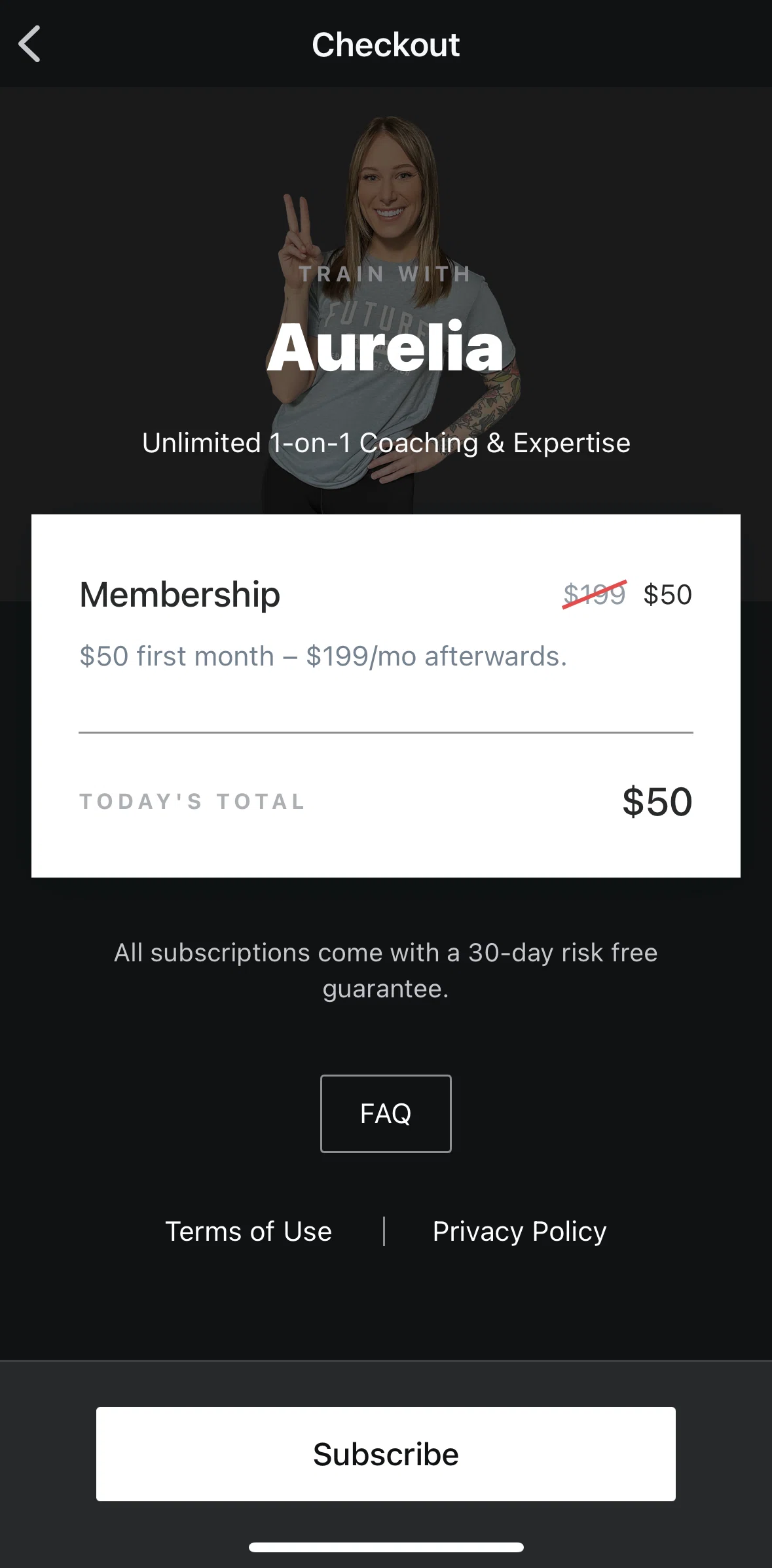Future Pro Screen screen in the Subscribing to future flow
