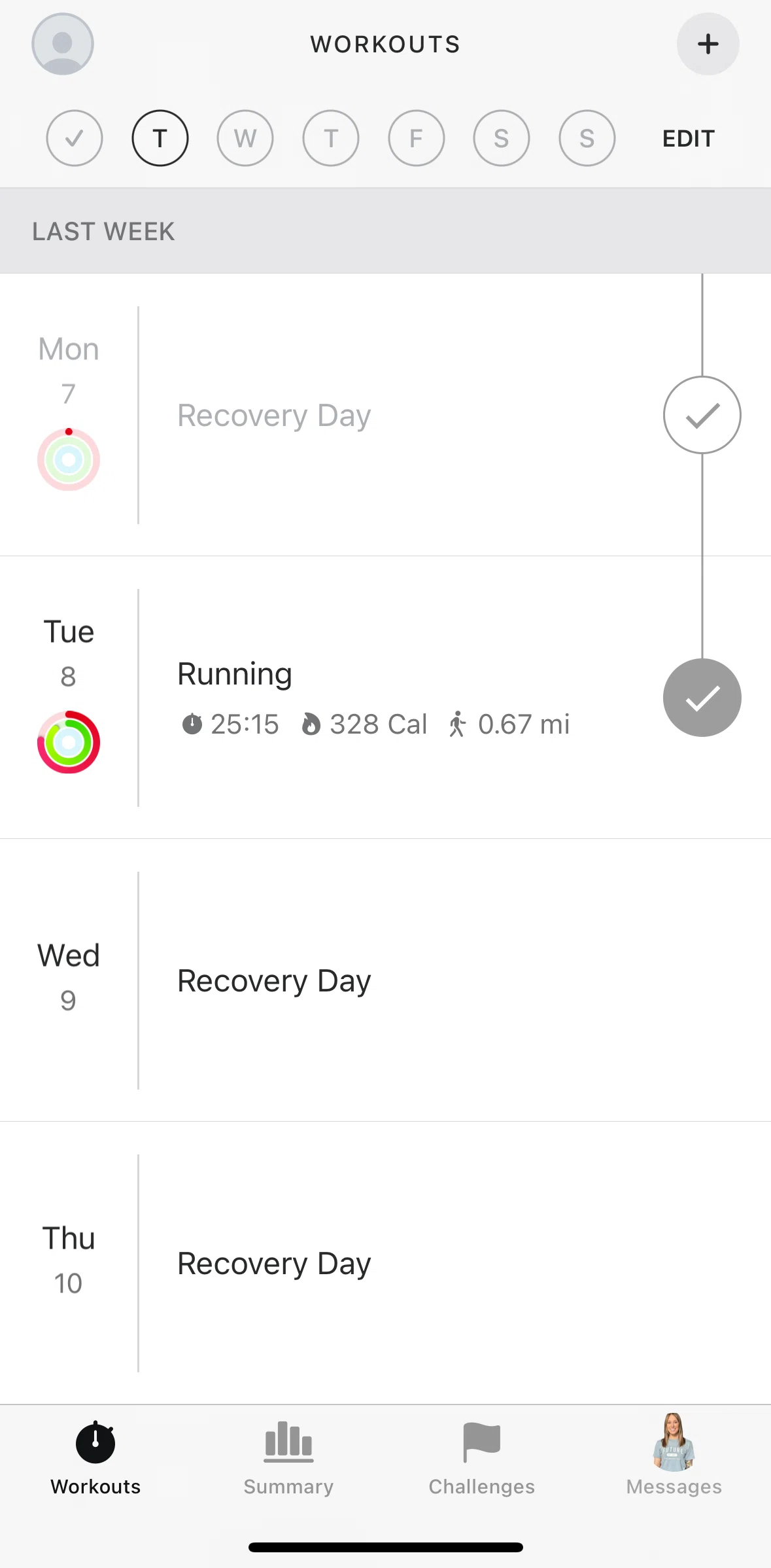 Future Pro Screen screen in the Workout detail flow